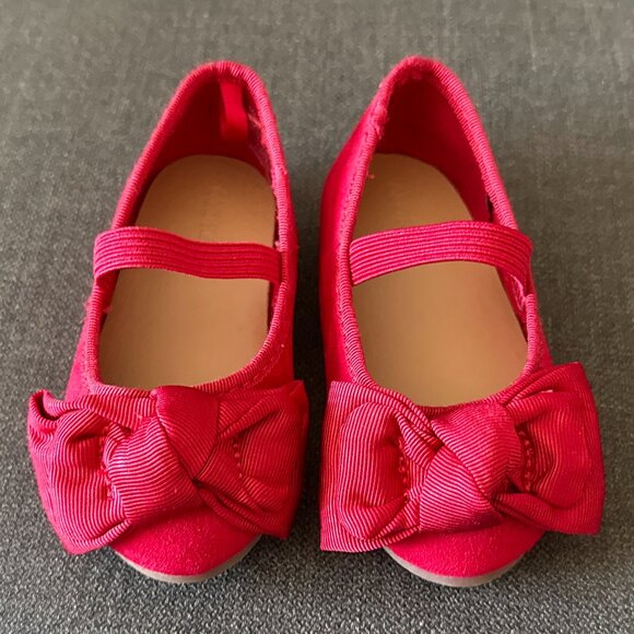 NWOT Old Navy Faux-Suede Red Bow Ballet Flats Toddler Size 5 - Picture 2 of 6